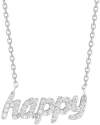 Glaze Jewelry - Silver Cz Happy Necklace - Lyst