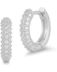 Chloe and Madison - Silver Cz Huggie Earrings - Lyst