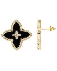Adornia - 14K Plated Cz Statement Flower Stud Earrings - Lyst