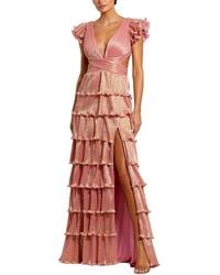Mac Duggal - Ruffle Tiered Criss Cross Lace Up Gown - Lyst