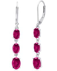 MaxColor - 2.50 Ct. Tw. Lab-Grown Ruby Dangle Earrings - Lyst