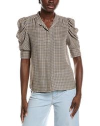 FRAME - The Houndstooth Gillian Silk Top - Lyst