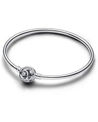 PANDORA - Moments Silver Bangle Bracelet - Lyst