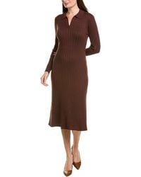 Sharagano - Long Sleeve Midi Dress - Lyst