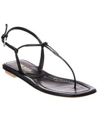 Prada - Leather Flat Sandal - Lyst