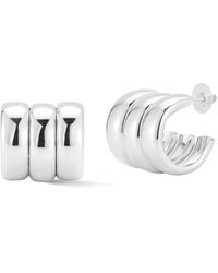Glaze Jewelry - Plated Wide Triple Hoop Earrings - Lyst
