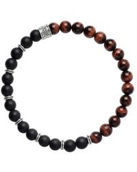 Karma and Luck - Sterling Tiger Eye/ Matte Onyx Stretch Bracelet - Lyst