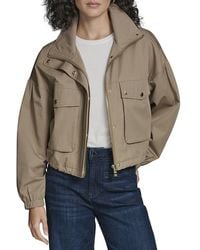 KARL LAGERFELD - Cropped Drop Sleeve Bomber Jacket - Lyst