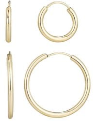 Adornia - 14K Plated Set Of 2 Endless Hoop Earrings - Lyst