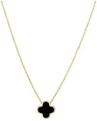 Italian Gold - 14K Onyx Clover Necklace - Lyst