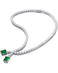 Genevive Jewelry - Silver Tennis Necklace - Lyst