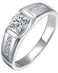 Genevive Jewelry - Rachel Glauber Plated Cz Engagement Ring - Lyst