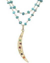 Rachel Reinhardt Jewelry - 14K Over Cz Moon Pendant Necklace - Lyst
