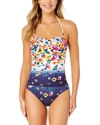 Anne Cole - Twist Front Shirred One-Piece - Lyst