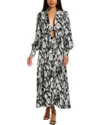 Tahari - Tie Front Linen-blend Midi Dress - Lyst