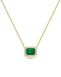 Forever Creations Signature - Forever Creations 14K 1.07 Ct. Tw. Diamond & Emerald Halo Necklace - Lyst