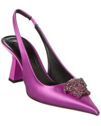 Versace - La Medusa Satin Slingback Pump - Lyst