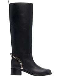 Ferragamo - Vara Chain Leather Knee-High Boot - Lyst
