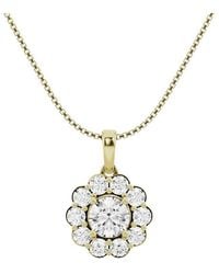 Lab Grown Diamonds - 14K 1.50 Ct. Tw. Lab-Grown Diamond Halo Pendant Necklace - Lyst