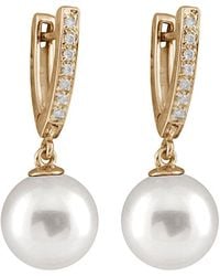 Masako Pearls - Splendid Pearls 14k 0.10 Ct. Tw. Diamond & 10-11mm South Sea Pearl Earrings - Lyst
