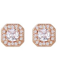 Adornia - 14K Rose Plated Cz Halo Square Cushion Stud Earrings - Lyst