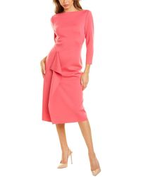 St. John Bateau Neck Wool Sheath Dress - Pink