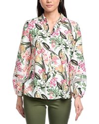 Jones New York - Y-Neck Linen-Blend Top - Lyst