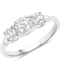 Diana M. Jewels - Diana M 14K 1.10 Ct. Tw. Lab-Grown Diamond & Lab-Grown Ruby Three-Stone Ring - Lyst