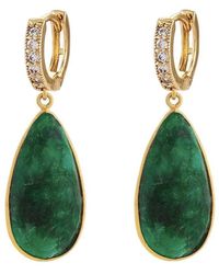 Liv Oliver - 18k Plated 35.00 Ct. Tw. Emerald Cz Earrings - Lyst