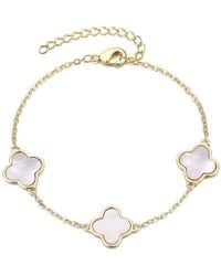 Adornia - 14K Plated Clover Station Bracelet - Lyst