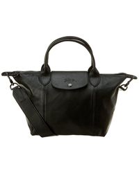 Longchamp Le Pliage Cuir Small Leather Short Handle Tote - Black