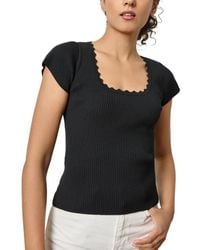 Lilla P - Cap Sleeve Scallop Neck Sweater - Lyst