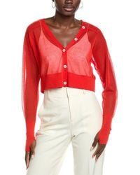 Kenneth Cole - Sheer Saddle Shoulder Crop Cardigan - Lyst