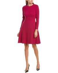 Lela Rose Wool-blend A-line Dress - Red