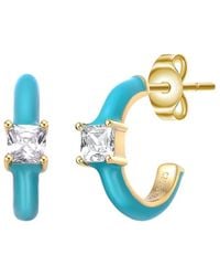 Rachel Glauber - 14k Plated Cz Hoops - Lyst