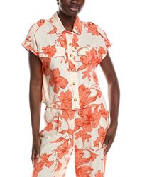 Laundry by Shelli Segal - Blossoming Linen-Blend Camp Shirt - Lyst