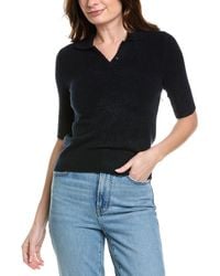 Vince - Soft Boucle Silk & Cashmere-Blend Polo Shirt - Lyst