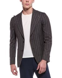 Corneliani - Cc Collection Unbalanced Striped Wool, Silk, & Linen-Blend Jacket - Lyst