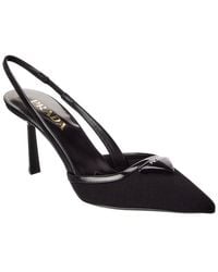 Prada - Gabardine Slingback Pointy-Toe Pump - Lyst