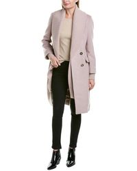 Badgley Mischka Double-breasted Wool-blend Coat - Purple