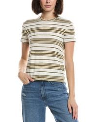 FRAME - Frame The Striped Linen-Blend T-Shirt - Lyst