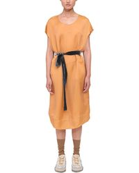 Theory - Belted Silk-blend Midi Dress - Lyst