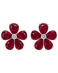Jewels by Viomo - 14K 4.92 Ct. Tw. Diamond & Ruby Flower Earrings - Lyst