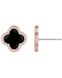 Adornia - 14K Rose Plated Cz Halo Clover Stud Earrings - Lyst