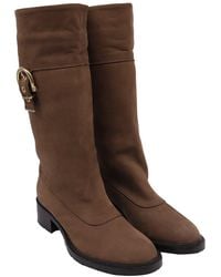 Ferragamo - Suede Buckle Accent Riding Boot (Authentic Pre-Loved) - Lyst