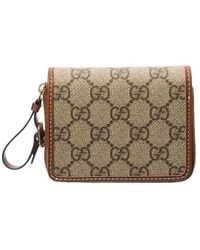 Gucci - Emblem Mini Gg Supreme Canvas & Leather Zip Around Wallet - Lyst