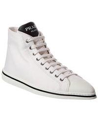 Prada - Canvas High-Top Pointy-Toe Sneaker - Lyst