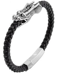 Eye Candy LA - Luxe Collection Deion Dragon Leather & Stainless Steel Bracelet - Lyst