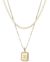 Adornia - 14K Plated Diamond Cz Pave Tag Pendant & Herringbone Chain Necklace - Lyst