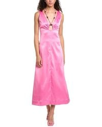 Ganni - Double Satin Halter Neck Maxi Dress - Lyst